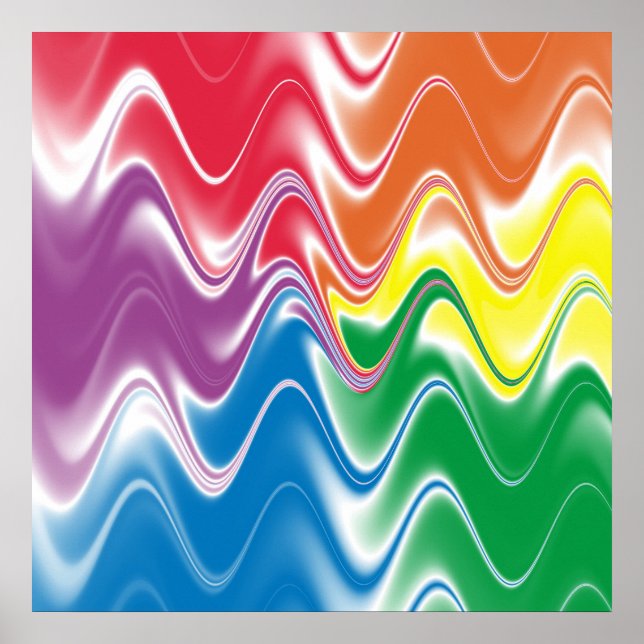 Affiche Abstrait multicolore ondulé (Devant)
