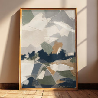 Affiche Abstrait Neutre en Gris Crème et Ocre (non encadré