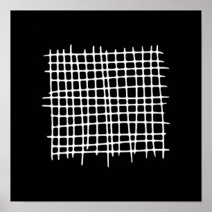 Affiche Abstrait Noir Blanc Géométrique Grille Moderne