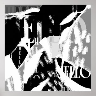 Affiche Abstrait noir blanc gris