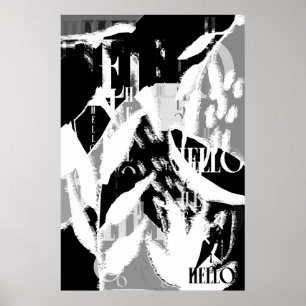 Affiche Abstrait noir blanc gris