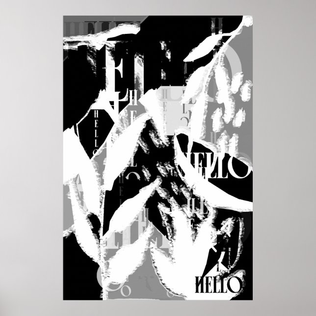 Affiche Abstrait noir blanc gris (Devant)