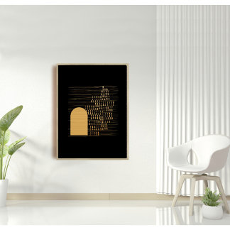 Affiche Abstrait noir et or