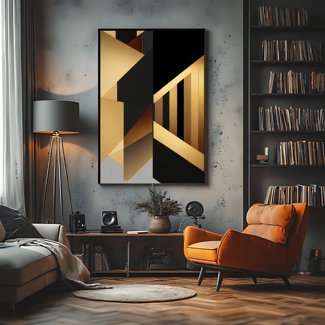 Affiche Abstrait Noir Or Luxueux (Créateur téléchargé)
