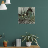 Abstrait Olive Sage Green Grey Fractal Art Imagina