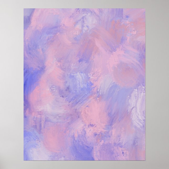 Affiche Abstrait Pastel Blush Rose et Bleu (Devant)