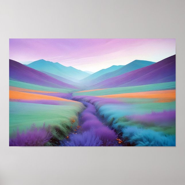 Affiche Abstrait Paysage Vallée Nature Arrière - plan Art (Devant)
