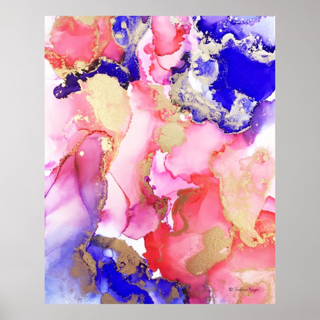 Affiche Abstrait Purple Gold Metallic Pink (Devant)
