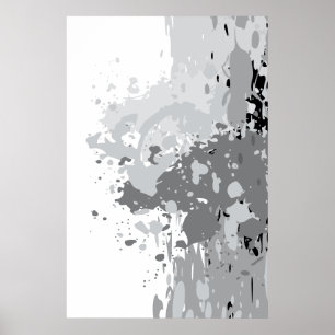 Affiche Abstrait Rebelle Gris, Blanc, Noir Art de Tache