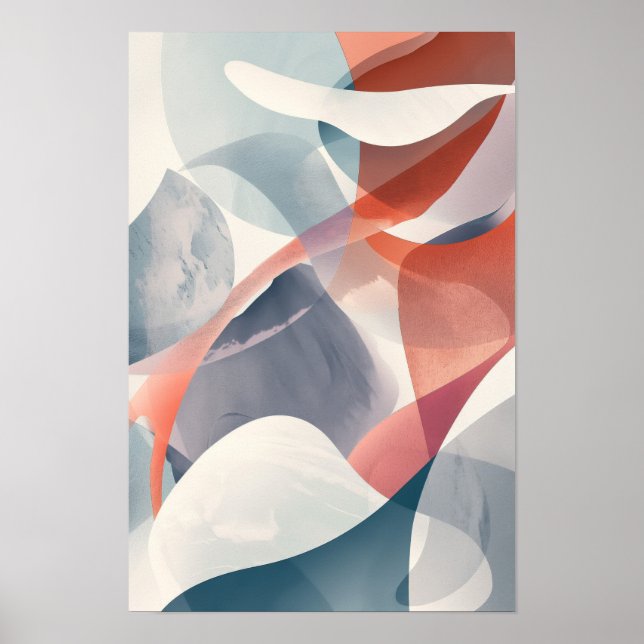 Affiche Abstrait Rock Grey et Red Modern (Devant)