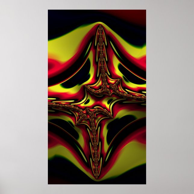 Affiche Abstrait Rouge et Jaune Alien Arête Arête Fractale (Devant)