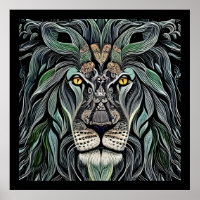 Abstrait Shabby Chic King Lion