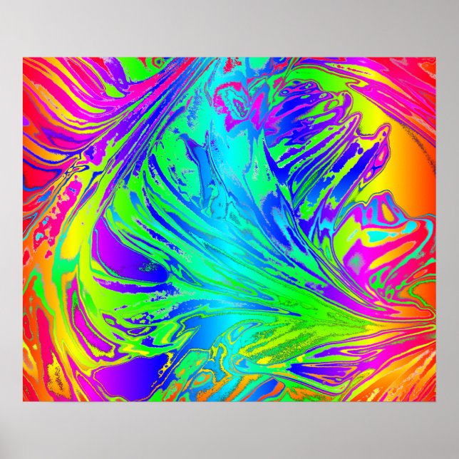 Affiche Abstrait Splashing Rainbow Liquid (Devant)