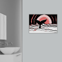 Affiche Abstrait Sunset Swim Whale Fin Océan