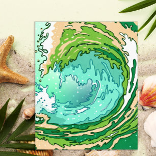 Affiche Abstrait Swirl Turquoise Green Ocean Wave Art