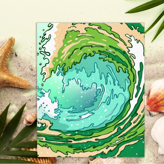 Affiche Abstrait Swirl Turquoise Green Ocean Wave Art (Créateur téléchargé)