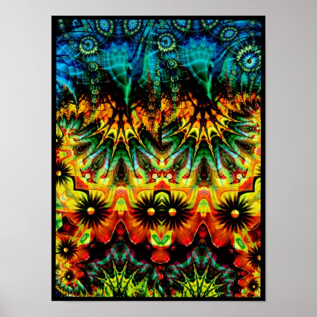 Affiche Abstrait Symétrique Psychédélique Coloré  (Devant)