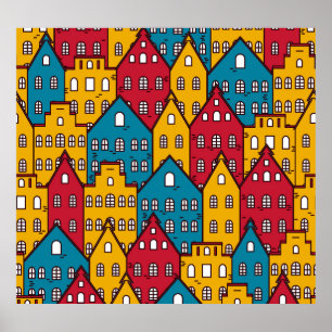 Affiche Abstrait urbain : motif urbain vintage