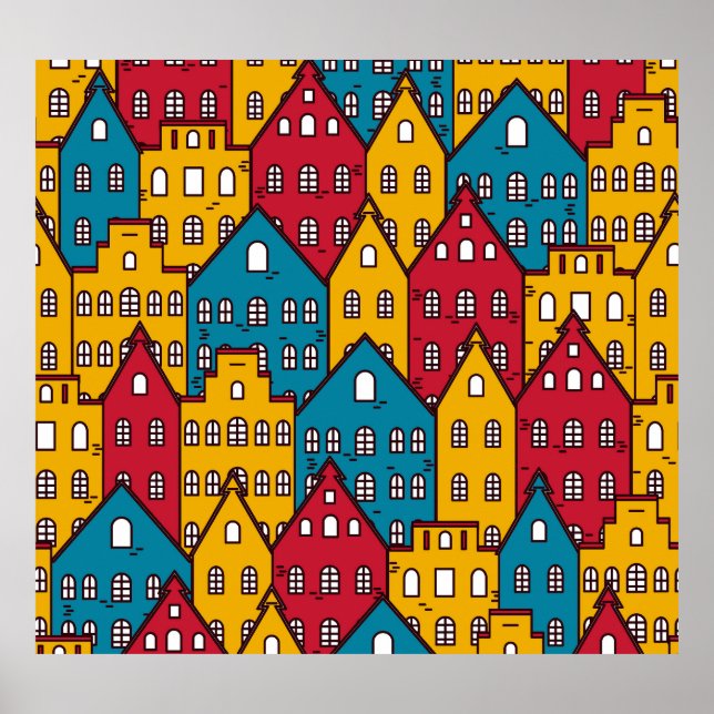 Affiche Abstrait urbain : motif urbain vintage (Devant)