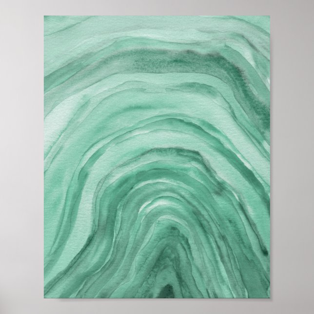 Affiche Abstrait Vert Abstrait Agate Aquarelle Art (Devant)