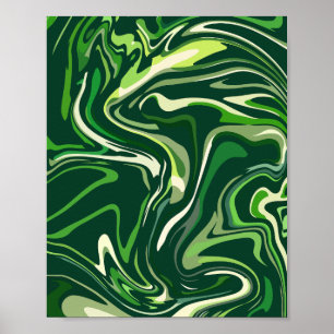 Affiche Abstrait vert biologique avec mouvement fluide