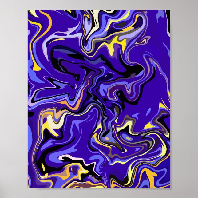 Affiche Abstrait vif avec violet, jaune et noir (Devant)
