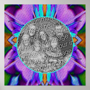 Affiche Abstrait Violet Turquoise Frame Cre Votre Propre P