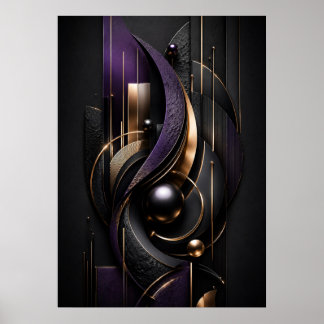 Affiche abstraite 3D Luxe Violet de Minuit