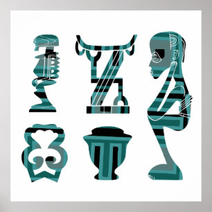 affiche abstraite africaine de portraits contempor