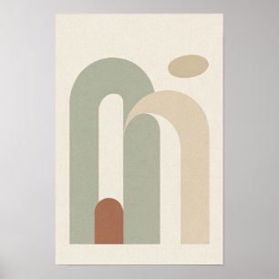 Affiche abstraite aux arches superposées de sauge