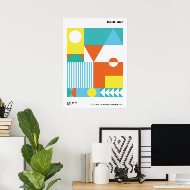 Affiche Abstraite Bauhaus Orange Sarcelle (Bureau à domicile)