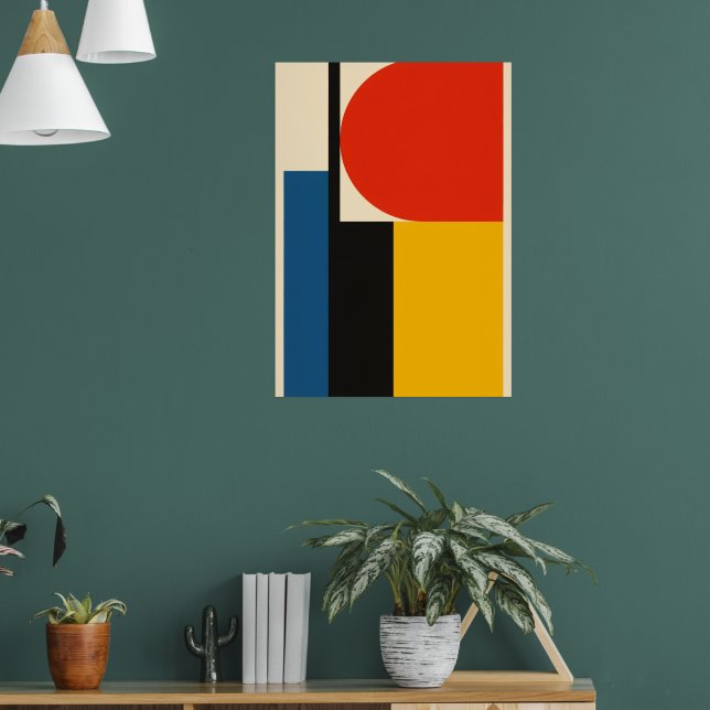 Affiche abstraite Bauhaus | Rouge Bleu Jaune Gras (Salon 1)