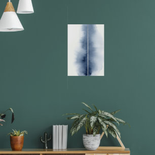 Affiche abstraite bleu à rayures aquarelle