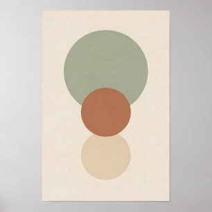 Affiche Abstraite de Cercles Empilés en Terre Cuit