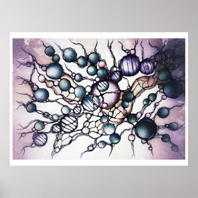Affiche abstraite de flux dynamique neurographique (Devant)