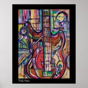 Affiche abstraite de guitare basse par ValAries