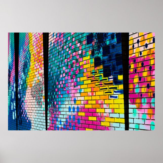 Affiche Abstraite de Mur de Briques Colorées (Devant)
