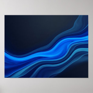 Affiche abstraite de vagues fluides bleu électriqu