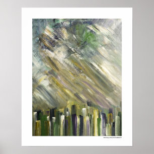 Affiche Abstraite de Ville Urbaine Verte 20 x 16 T