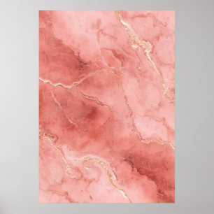Affiche Abstraite en Marbre Rose Gold et Rose Tend