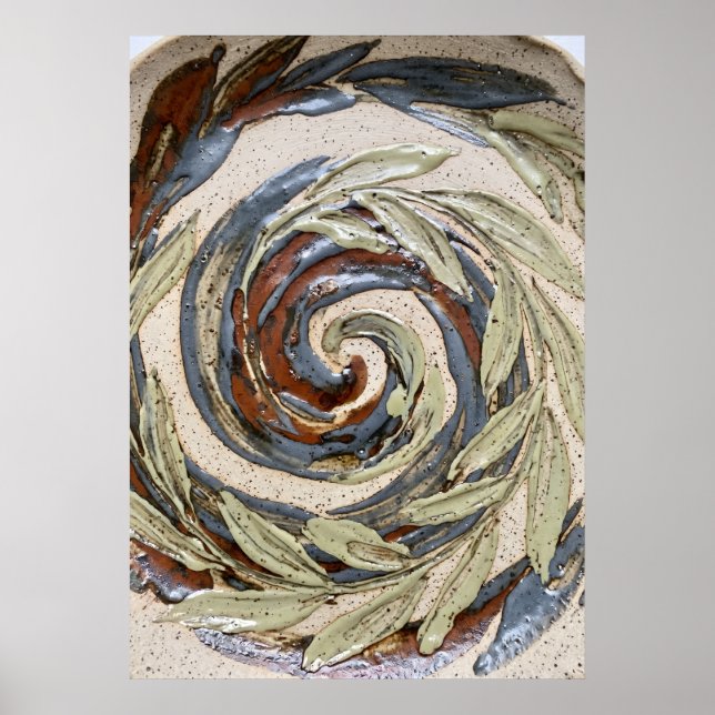 Affiche Abstraite en Spirale Tons de Terre (Devant)