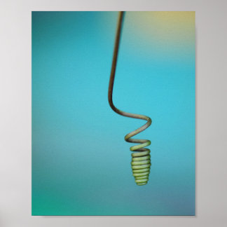 Affiche abstraite fil spirale bleu