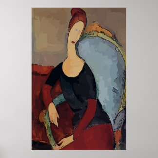 Affiche Abstraite fille assise, ajouter ou modifier du tex