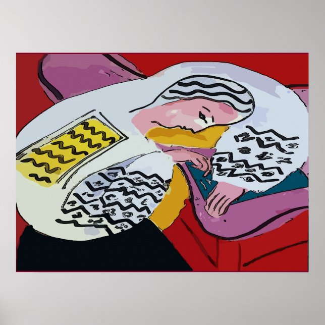 Affiche Abstraite fille sur tablette 4 (Devant)