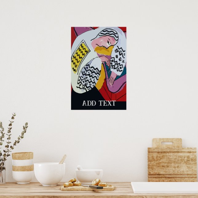 Affiche Abstraite fille sur tablette, ajouter du texte, (Cuisine)