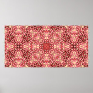 Affiche Abstraite fleur mandala ethnique sans couture moti