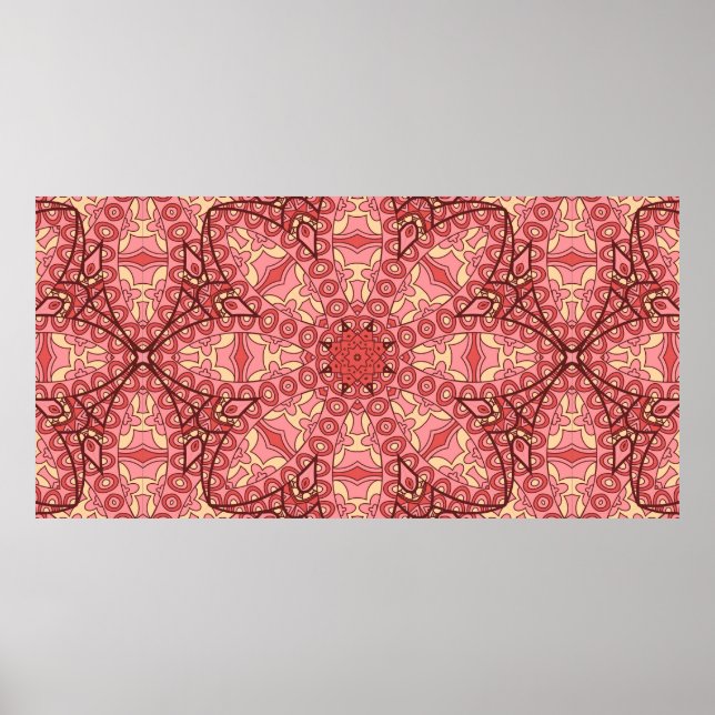 Affiche Abstraite fleur mandala ethnique sans couture moti (Devant)