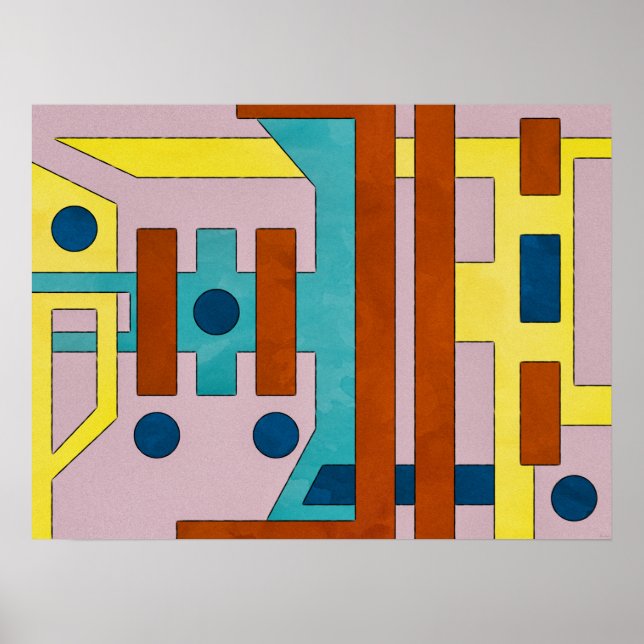 Affiche Abstraite géométrique industrielle rétro-active (Devant)