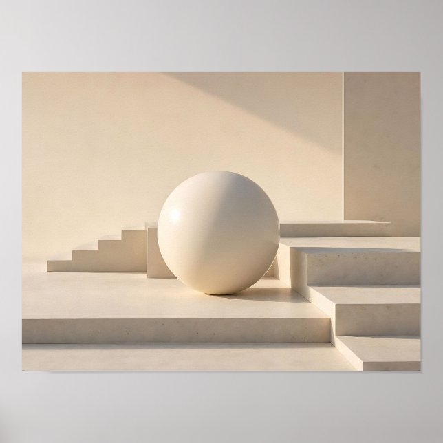 Affiche Abstraite Géométrique Sphère Minimaliste B (Devant)