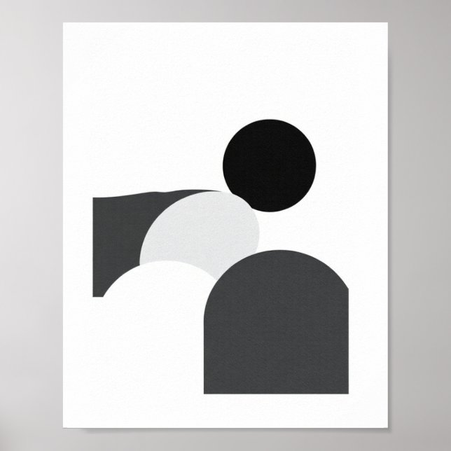 Affiche Abstraite Minimaliste Noir et Blanc (Devant)